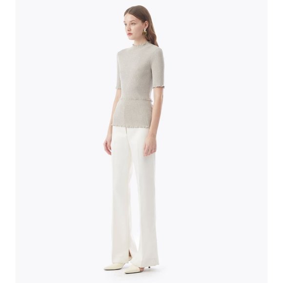 3.1 Phillip Lim Short Sleeve Metallic Top Ivory Size Small - Picture 1 of 9